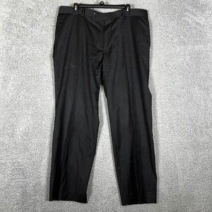 Hugo Boss Dress Pants Mens 38R Black Good James Brown Flat Front Wool Blend